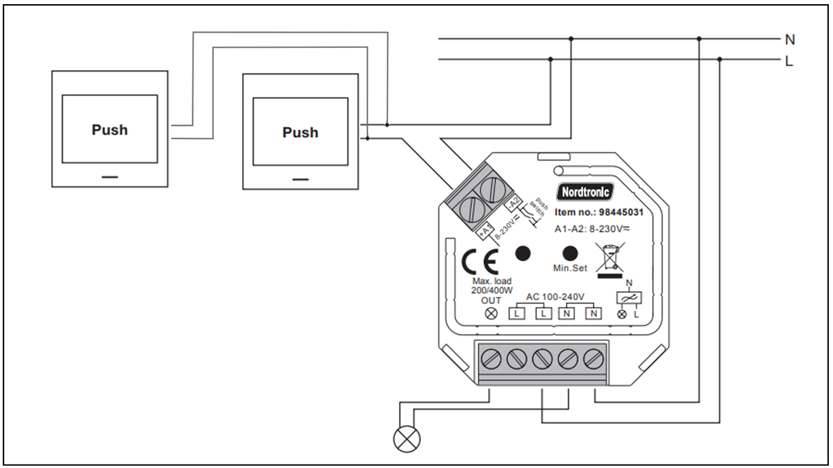 Korrespondance kontakter med Nordtronic box dimmer Lavdetselv.dk